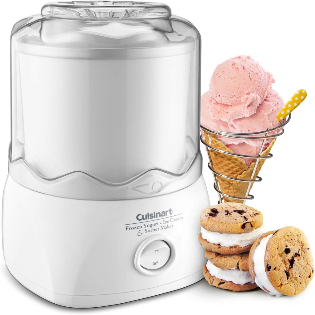 Cuisinart ICE-20P1 Automatic 1.5-Quart Frozen Yogurt, Ice Cream and Sorbet Maker, Makes Frozen Treats in less than 20-Minutes, White