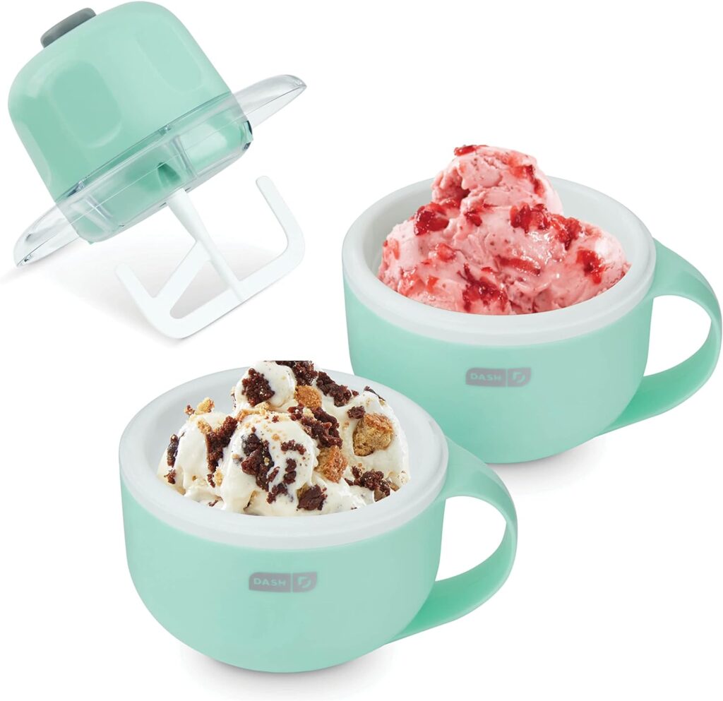 DASH My Mug Ice Cream Maker, for Ice Cream, Gelato, Sorbet, Frozen Yogurt, and Custom Mix-Ins, with (2) Bowls