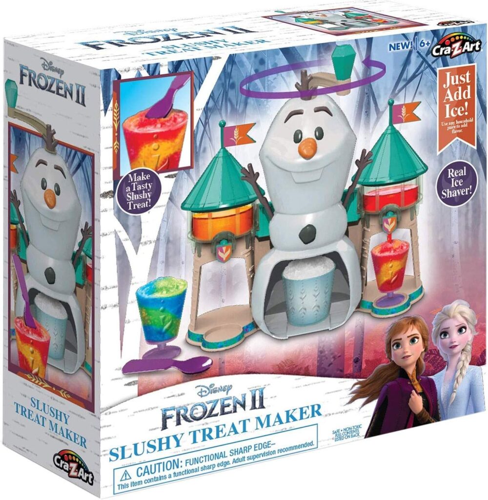 Disney Frozen II Slushy Treat Maker Includes Slushy Unit, Ice Shaver, Ice Cube Molds, Ice Bucket, Slushy Cup  Spoon