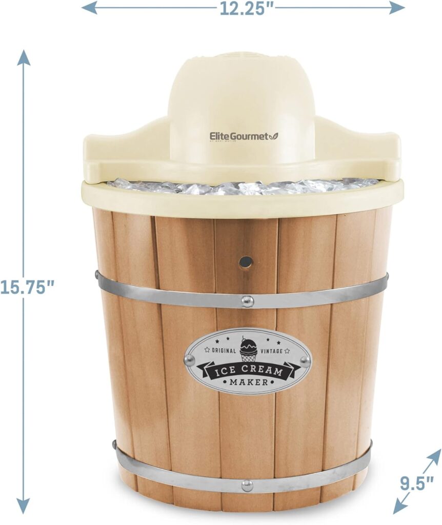 Elite Gourmet EIM-924L# 4 quart Old Fashioned Electric Ice Cream Maker, Pine Bucket