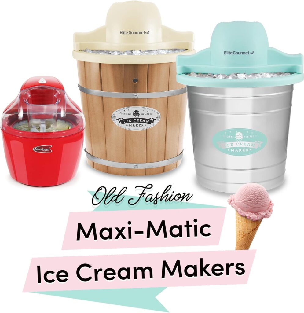 Elite Gourmet EIM-924L# 4 quart Old Fashioned Electric Ice Cream Maker, Pine Bucket