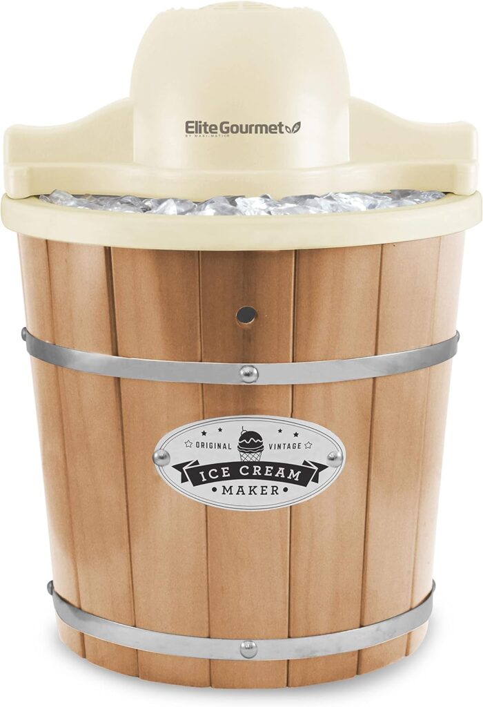 Elite Gourmet EIM-924L# 4 quart Old Fashioned Electric Ice Cream Maker, Pine Bucket