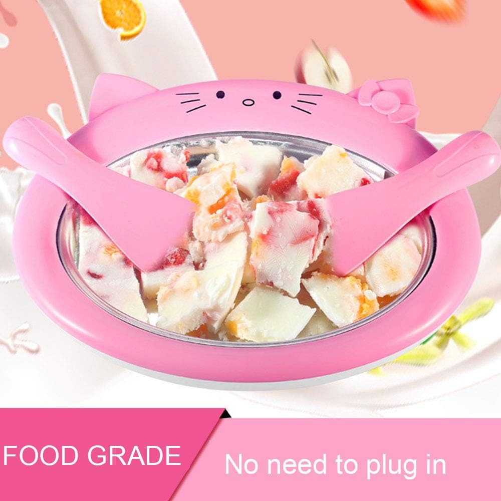 Instant Ice Cream Maker Set, With 2 Spatulas Frozen Yoghurt Plate Mini Freezer Kit Machine Accessories Unplugged Fruit Salad Sweet Spot Roll Pan Gift Birthday For Kids Home Party