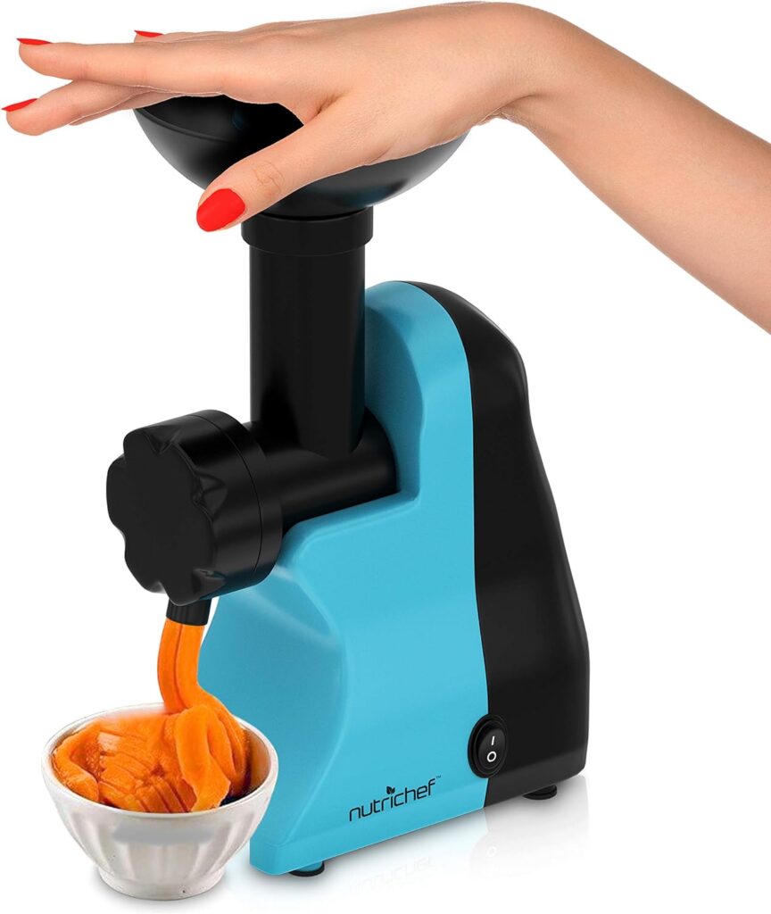 Nutrichef NCIM30 Electric Maker Fruit Sorbet Machine Makes Healthy Vegan Ice Cream Desserts, Soft Serve Gelato, Smoothie, Slushie, Frozen Dairy Free Yogurt w/Recipe Book, One size, Blue