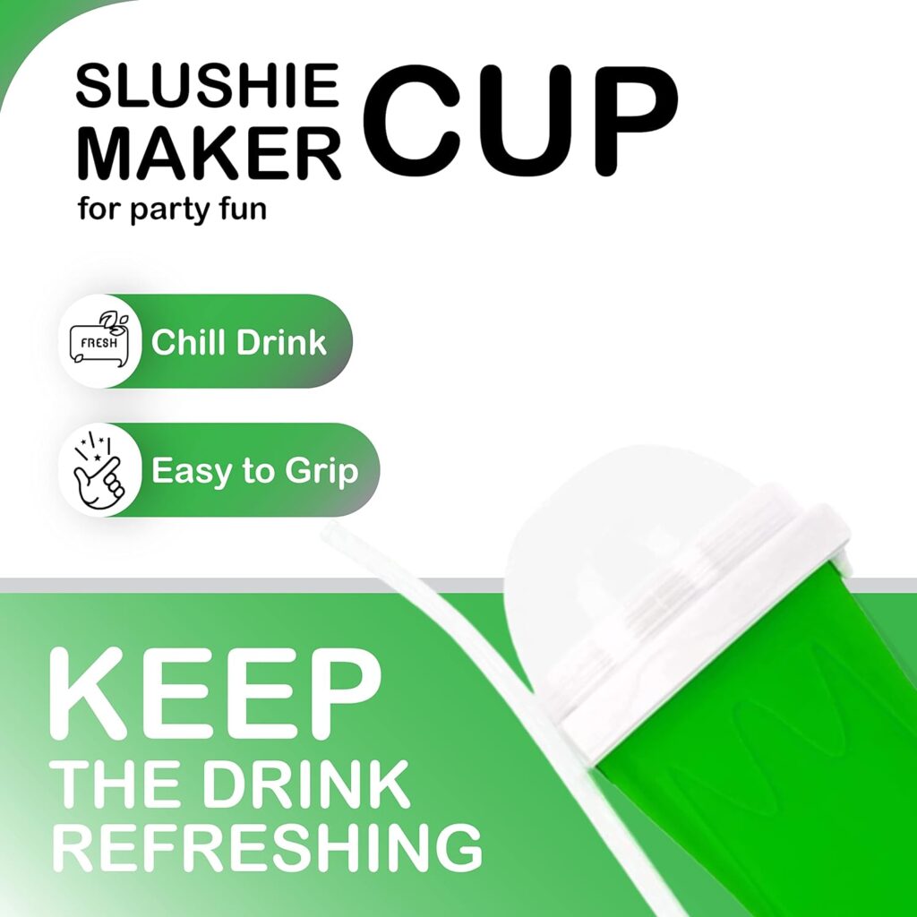 Slushie maker cup, Homemade Squeeze Icy Cup, Quick Frozen Magic Cup Slushy With Lids And Straws For Kids  Adults (Blue)