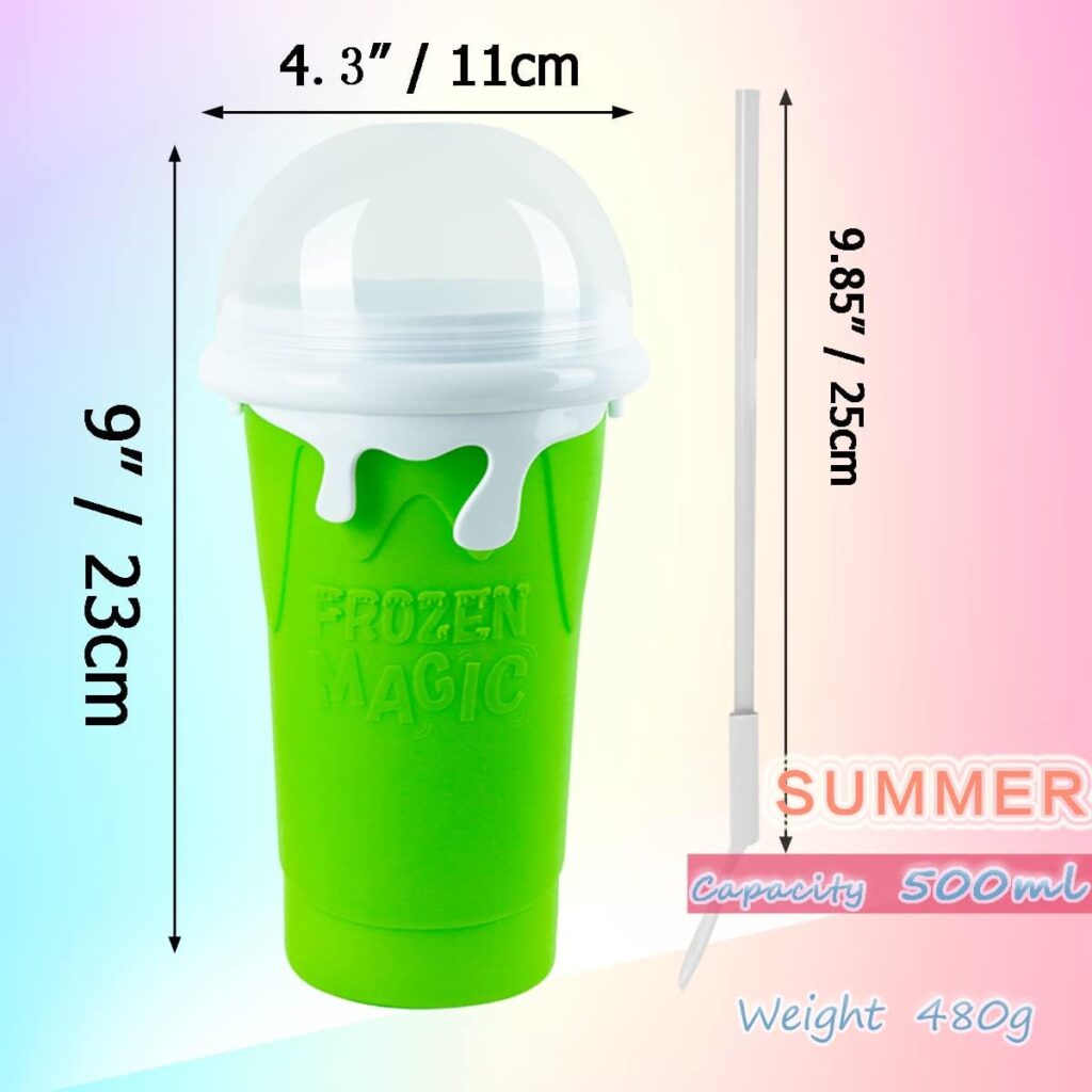 Slushy Maker Cup, Frozen Magic Squeeze Cup, 16.9 oz/500ml Slushy Squeeze Cup for Homemade Milkshake, Magic Slushy Maker Squeeze Cup, DIY Smoothie Maker, Ice Maker Cup Squeeze (1 in Pink)