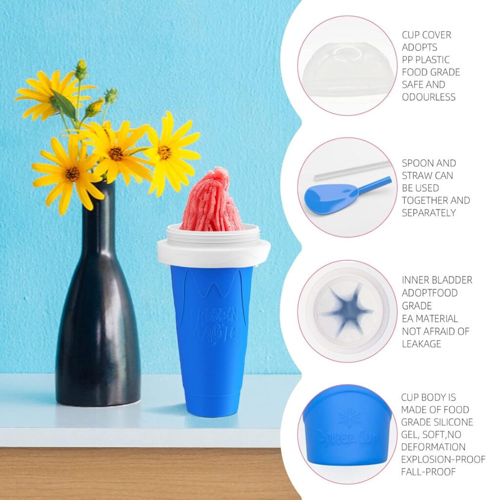 Slushy Maker Cup, Frozen Magic Squeeze Cup Cooling Maker Cup Quick Frozen Smoothies Cup Ice Cream Maker Cup for Children