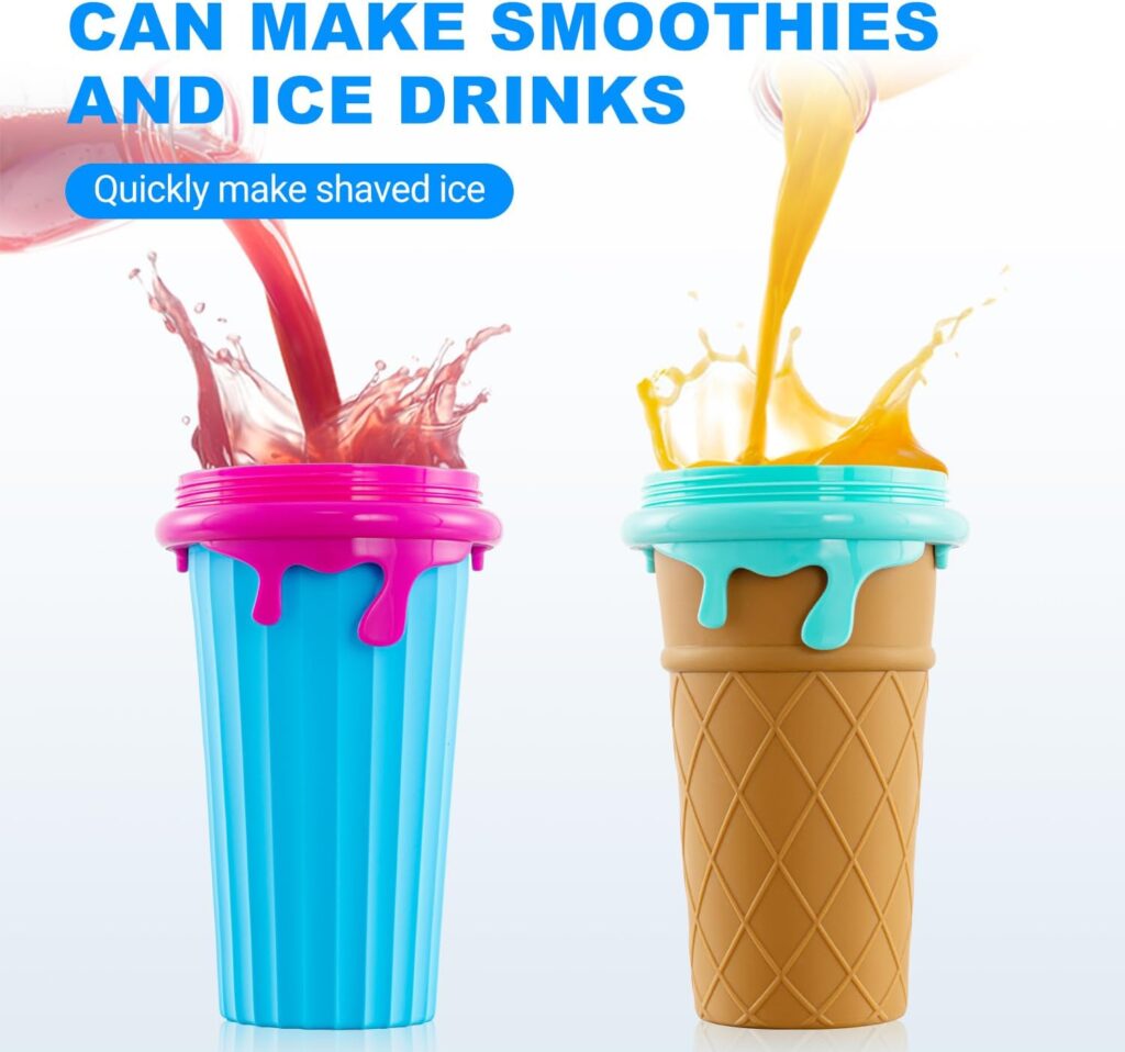 Slushy Maker Cup - TIK TOK Quick Frozen Magic Cup, Double Layers Slushie Cup, DIY Homemade Squeeze Icy Cup, Fasting Cooling Make And Serve Slushy Cup For Milk Shake, Smoothies, Slushies (350 ml, 1)