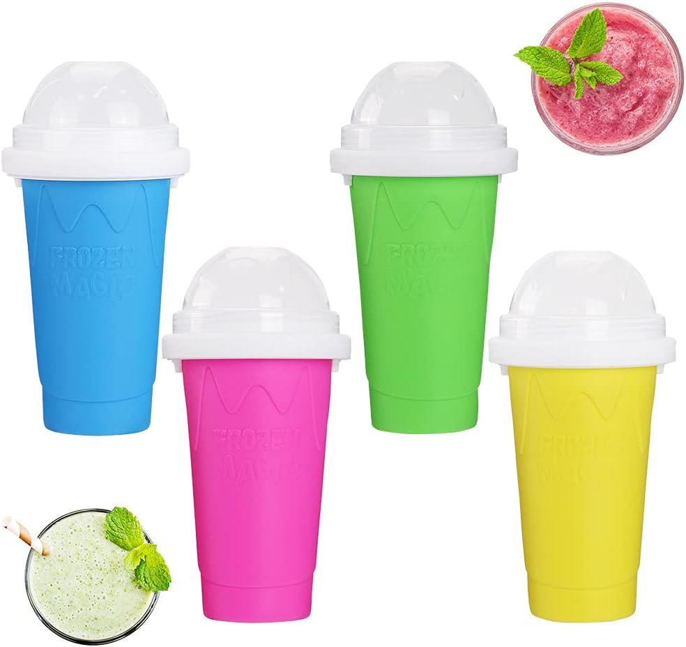 Tikapo® Slushy Maker Cup Tik Tok Stuff Slushie Maker Cup Slushie Ice Cream Maker Machine Frozen Magic Double Layers Slushie Squeeze Cup-Pink