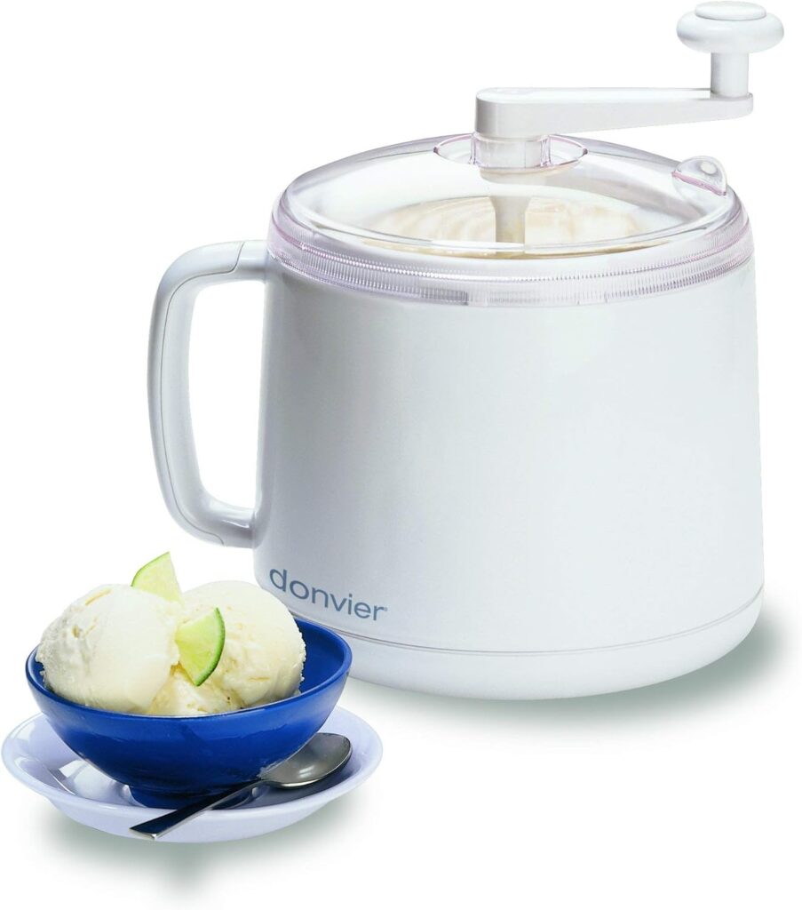 Donvier 837450 Manual Ice Cream Maker, 1-Quart, White