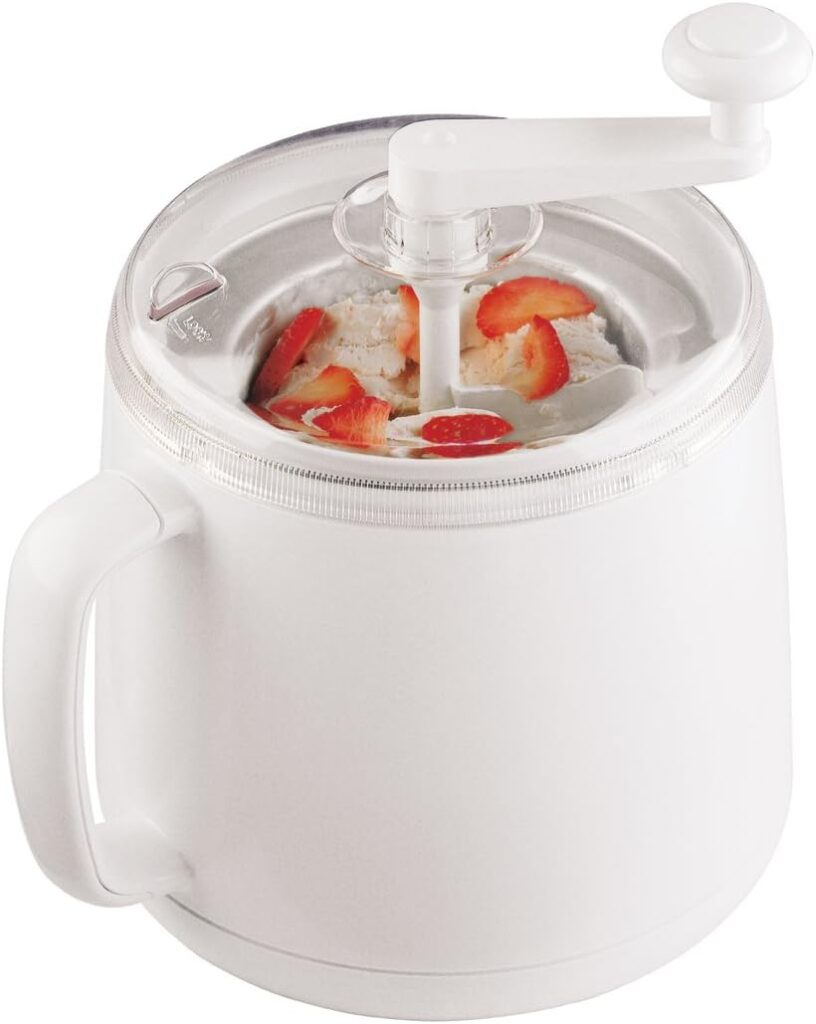 Donvier 837450 Manual Ice Cream Maker, 1-Quart, White