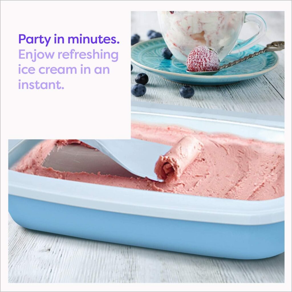 Klee 3-Piece Instant Ice Cream Maker Pan with Ice Cream Spade, Scraper and Recipes