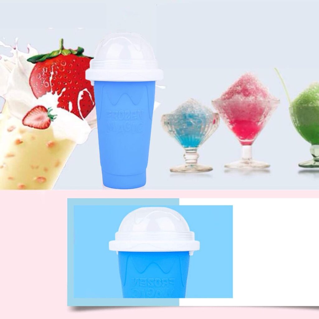 Slushy Maker Cup,Slushie Cup Frozen Magic Squeeze Slushy Cup Smoothies Milk Shake Ice Cream Maker Cup (Yellow+Green)