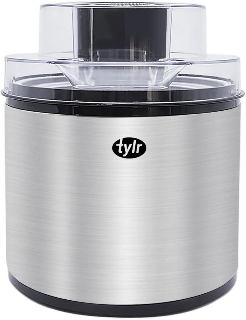 Tylr 2 Quarts Ice Cream Maker, Sorbet, Yogurt, Milkshakes, Smoothie and more, with One Touch program in as little as 20 minutes.