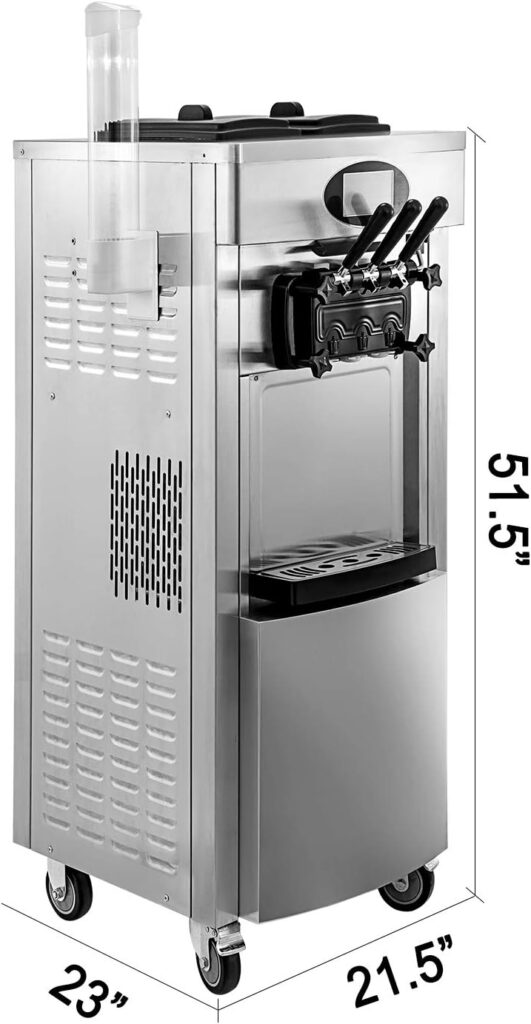 VEVOR 2200W Commercial Soft Ice Cream Machine 3 Flavors 5.3 to 7.4Gallons per Hour Auto Clean LED Panel Perfect for Restaurants Snack Bar supermarkets 2200W